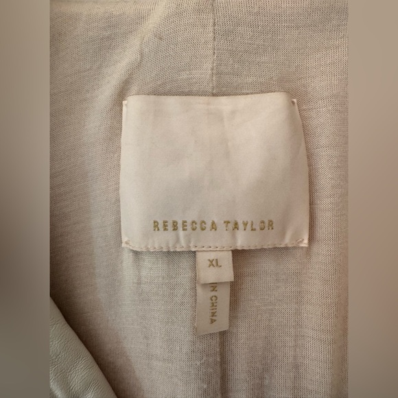 Rebecca Taylor ivory puff sleeve leather biker jacket size XL - Picture 3 of 15